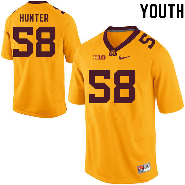 Youth #58 Jackson Hunter Minnesota Golden Gophers College Football Jerseys Sale-Gold